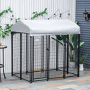 PawHut Outdoor Dog Kennel, Metal Dog Run with Canopy, 120 x 120 x 138cm