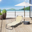 Outsunny Folding Lounge Chair Outdoor Chaise Lounge for Bench Patio Beige
