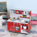 HOMCOM Multifunction Kids Kitchen Set Doll House Pretend Cooking Set Red