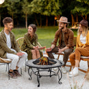 Outsunny Firepit Fire Bowl W/ Grill Spark Screen Cover Fire Poker Bonfire Patio