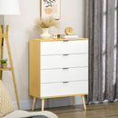HOMCOM Chest of Drawers, 4 Drawer Unit Storage Cabinet, White and Natural