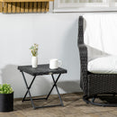 Outsunny Folding Square Rattan Coffee Table w/ Steel Frame Bistro Garden Black