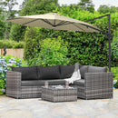 Outsunny 3Pcs Rattan Corner Sofa Set Coffee Table Garden Furniture  w/ Cushion