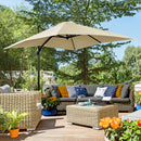 Outsunny Square Cantilever Roma Parasol 360° Rotation w/ Hand Crank, Cream White