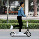 HOMCOM Folding Kick Scooter Hight-Adjustable w/ Rear Brake & Double Shock White