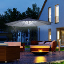 Outsunny 3(m) LED Patio Banana Umbrella Cantilever Parasol w/ Crank, Grey