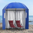 Outsunny 2m Beach Parasol with Sides Fishing Umbrella w/ Tilt, UV30+, Blue