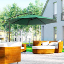 Outsunny 3m Garden Banana Parasol Cantilever Umbrella w/Crank& Base, Dark Green