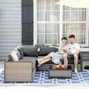 Outsunny 6 PCs Patio PE Rattan Sofa Set Sectional Conversation Furniture Set