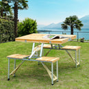 Outsunny Wooden Portable Folding Camping Picnic Table BBQ Chairs Stools Set