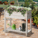 Elevated Wooden Planter Garden Grow Box with 2 tiers, 4 Pockets, 81x40x79cm