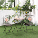 Outsunny 3-Piece Outdoor Bistro Set w/ Mosaic Round Table and 2 Armless Chairs