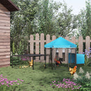 PawHut Steel Chicken Coop, Hexagonal Hen House w/ Water-Resistant Canopy - Blue