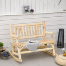 Outsunny Fir Wood Rocking Bench Wooden Patio 2-Person Outdoor Rocker Natural