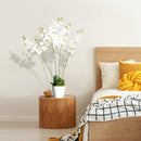 HOMCOM Artificial fake faux Flowers Potted White Orchid Plant Home Décor