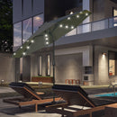 Outsunny 2.7m Patio LED Umbrella with Push Button Tilt/Crank 8 Ribs Grey