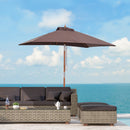 Outsunny Wooden Patio Umbrella Market Parasol Outdoor Sunshade 6 Ribs Coffee