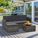 Outsunny 3pc PE Rattan Wicker Set Storage 3-seater Sofa Footstool Table Grey