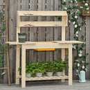 Outsunny Garden Potting Bench Workstation Table w/ Sliding Tabletop & Dry Sink
