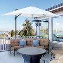 Outsunny Square Cantilever Roma Parasol 360° Rotation w/ Hand Crank, White