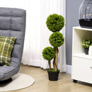 HOMCOM Potted Artificial Plants Boxwood Ball Topiary Trees Indoor Outdoor, 90cm