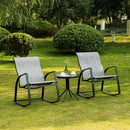 Outsunny 3 Pieces Outdoor Rocking Chairs Set w/ Tempered Glass Table for Garden