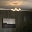 HOMCOM Chandelier Ceiling Light Pendant Light with 5 Globe Lampshades, Gold