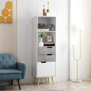 HOMCOM Sideboard Storage Cabinet, Slim Accent Cupboard with Drawers Light Grey