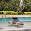 Outsunny Ergonomic Outdoor Chaise w/ Adjustable Back and Pillow for Garden Black