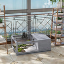 PawHut Tortoise House w/ Mesh Roof, Small Pet Reptile Wooden House - Grey