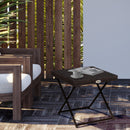 Outsunny Folding Square Rattan Coffee Table w/ Steel Frame Bistro Garden Brown