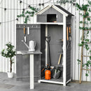 Outsunny Garden Storage Shed w/ Workstation, Asphalt Roof, 182x78x52.5cm, Grey