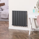 HOMCOM 60 x 60cm Water-filled Vertical Radiator, Space Heater, Grey