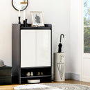 HOMCOM Modern Storage Cabinet with High Gloss White Doors for 15 Pairs of Shoes