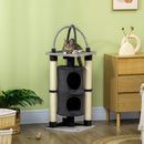PawHut Cat Tree for Indoor Cats w/ Scratching Posts, Hammock, Toy Ball - Grey