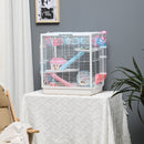 PawHut Hamster Cage w/ Tunnel Tube, Detachable Bottom, Ramps, Exercise Wheel
