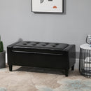 HOMCOM 40x90cm PU Leather Storage Ottoman Bench Wood Frame w/ Tufting Feet Black