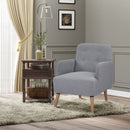 HOMCOM Upholstered Armchair, Nature Wood Frame Padded Living Room Chair, Grey