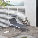 Outsunny Outdoor Lounger Fold 165° Reclining Chair w/ Adjustable Canopy Grey