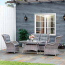 Outsunny 4 PCs Outdoor Rattan Sofa Set, Patio Garden Wicker Sectional Sofa Set
