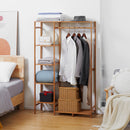HOMCOM Bamboo Clothes Rail Garment Rack with 6 Tier Storage Shelf Hanging Rod