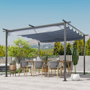 Outsunny 3.5x3.5m Pergola Metal Gazebo Backyard Porch Awning Retractable Canopy
