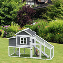 PawHut Wooden Chicken Coop w/Outside Run, Nesting Box, Slide Out Tray, Ramp