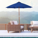Outsunny 2.5m Wooden Garden Parasol Outdoor Umbrella Canopy w/ Vent Blue