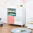 HOMCOM Kids Bookcase Multi-Shelf Modern Freestanding Cabinet of Drawer Pink