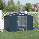 Outsunny 9 X 6FT Outdoor Storage Garden Shed Sliding Door Galvanised Dark Grey