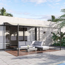 Outsunny 4 x 3M Wall Mounted Awning Free Stand Canopy Shade Porch Pergola Cream