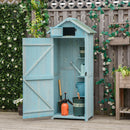 Outsunny Wooden Garden Storage Shed Tool Storage Box, 77 x 54 x 179 cm, Blue