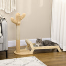 PawHut 2 in 1 Cat Condo Tree Tower with Cactus Post, Ball, Hammock Bed - Brown