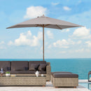 Outsunny 2 x 3(m) Wood Garden Parasol Sun Shade Patio Umbrella Canopy Light Grey